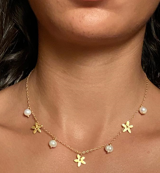 spring charm necklace gold plated