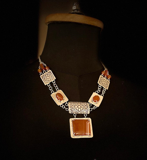Arabian Bulk Necklace Brown Agate Stone